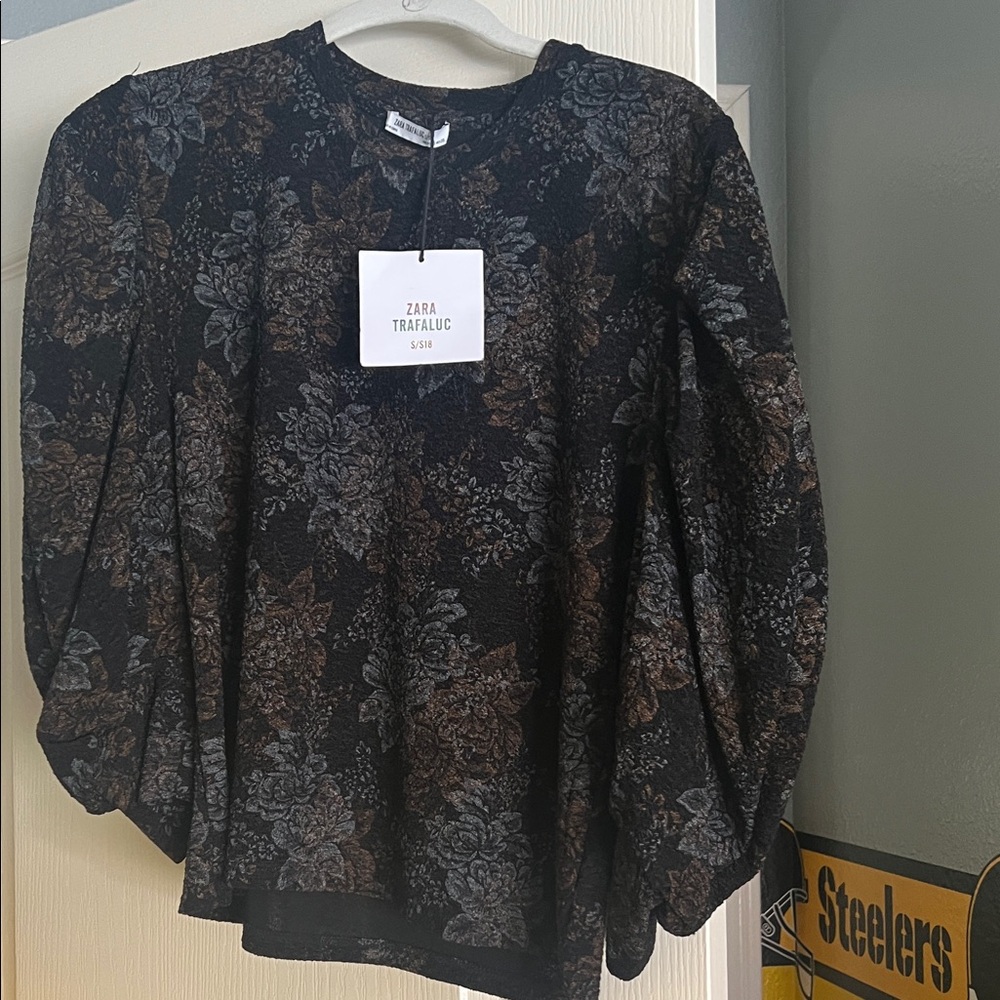 Zara Black Floral Blouse
